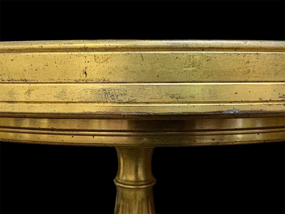 Gilded Bronze And Marble Pedestal Table, Signed By F. Barbedienne, 19th Century.-photo-2