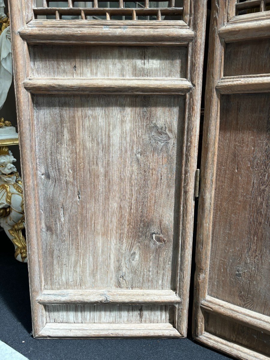 Grande Porte Décorative à 4 éléments En Bois Massif Du 19e Siècle.-photo-4