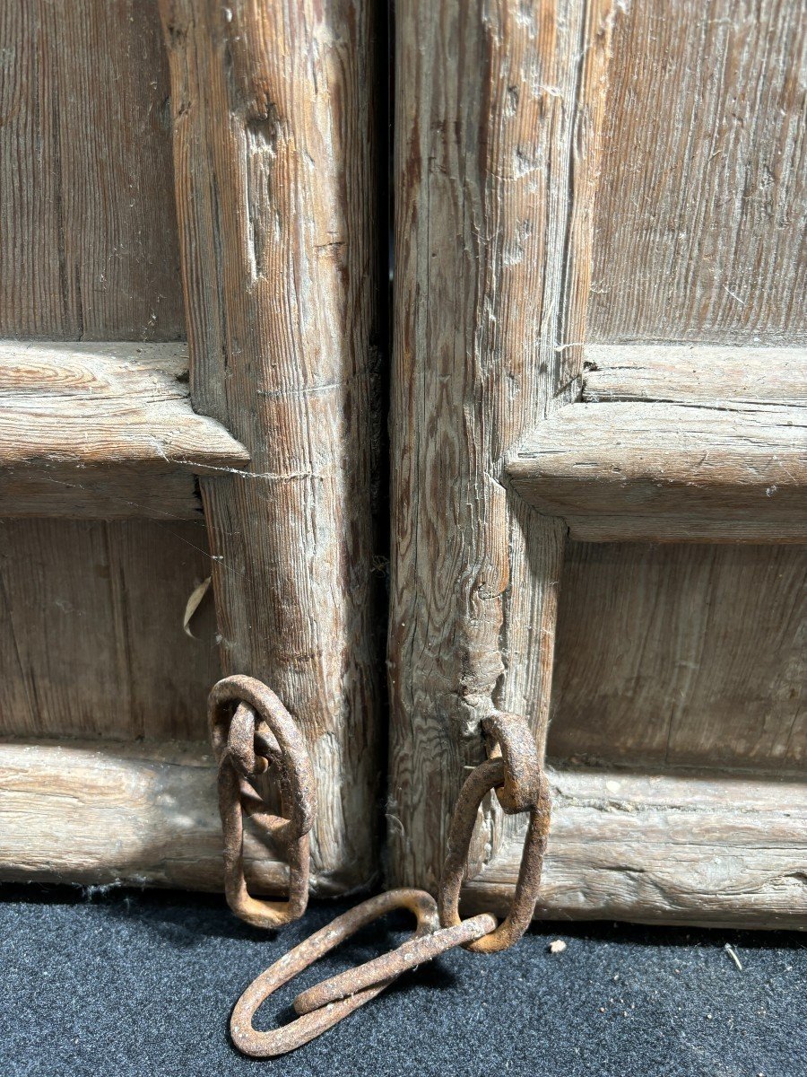 Grande Porte Décorative à 4 éléments En Bois Massif Du 19e Siècle.-photo-7