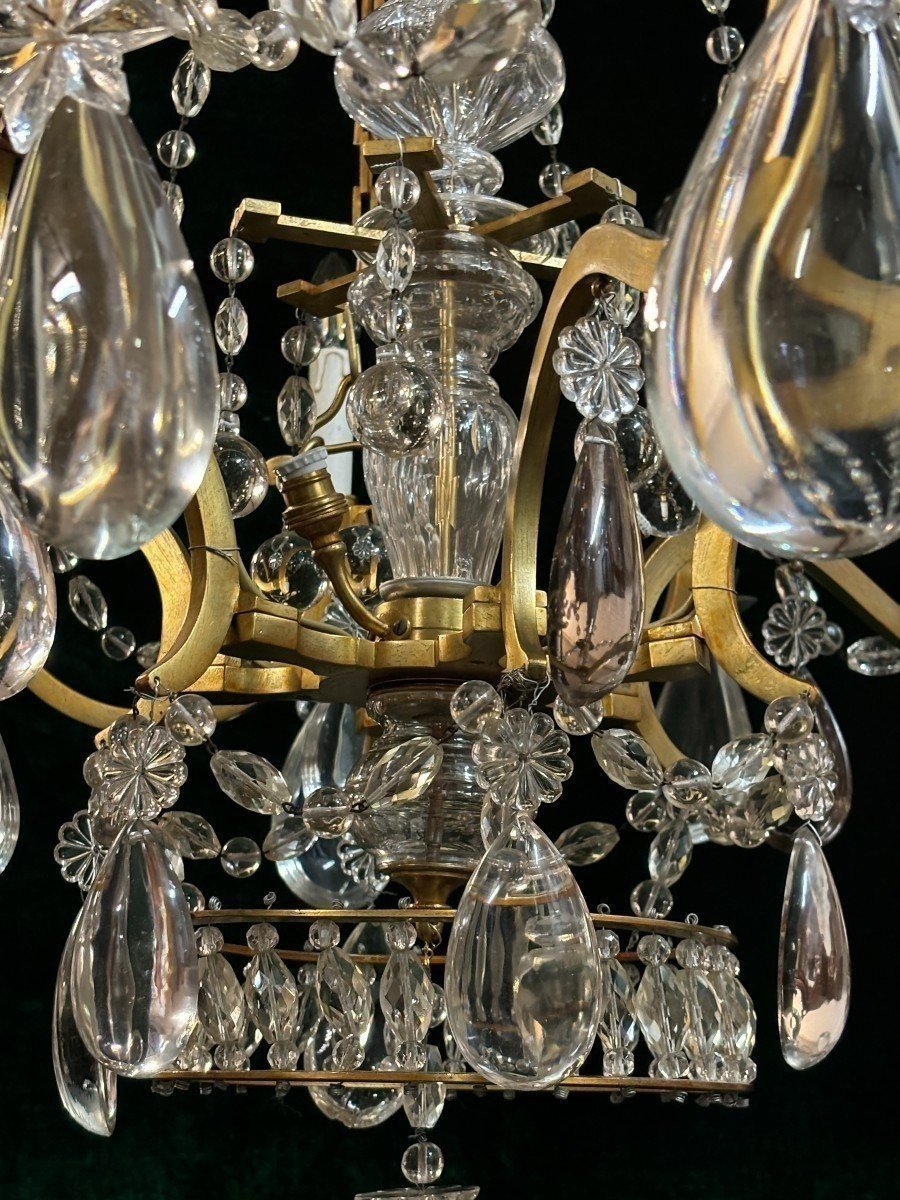 Grand Lustre En Bronze Et Cristal Fin 19ème ( 130 Cm ).-photo-4