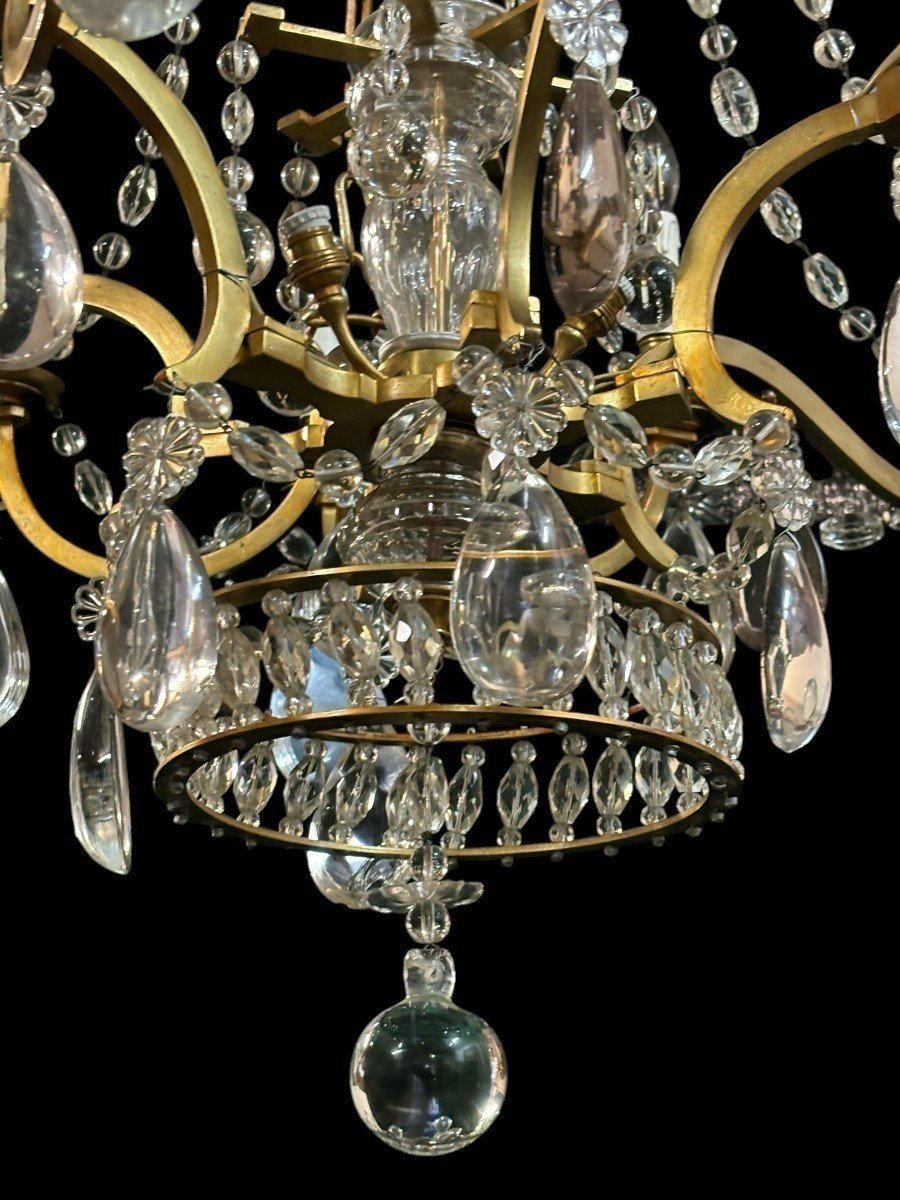 Grand Lustre En Bronze Et Cristal Fin 19ème ( 130 Cm ).-photo-1