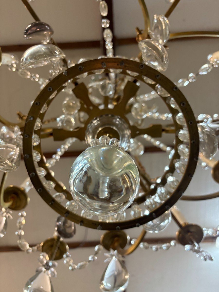 Grand Lustre En Bronze Et Cristal Fin 19ème ( 130 Cm ).-photo-2