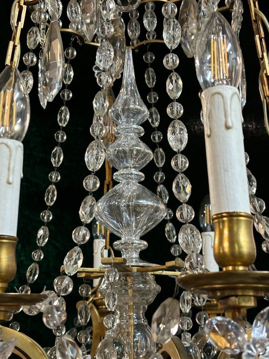 Grand Lustre En Bronze Et Cristal Fin 19ème ( 130 Cm ).-photo-4