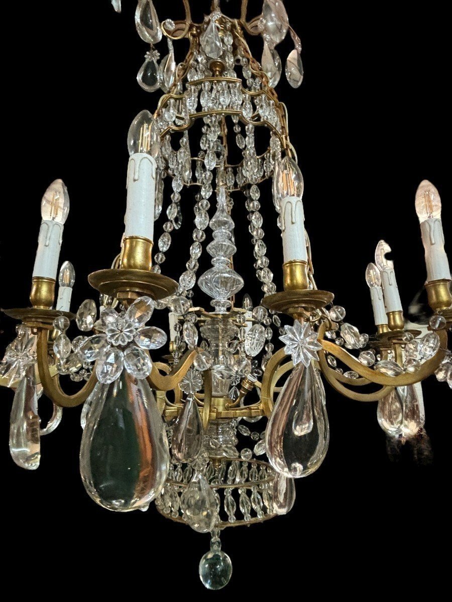 Grand Lustre En Bronze Et Cristal Fin 19ème ( 130 Cm ).-photo-5