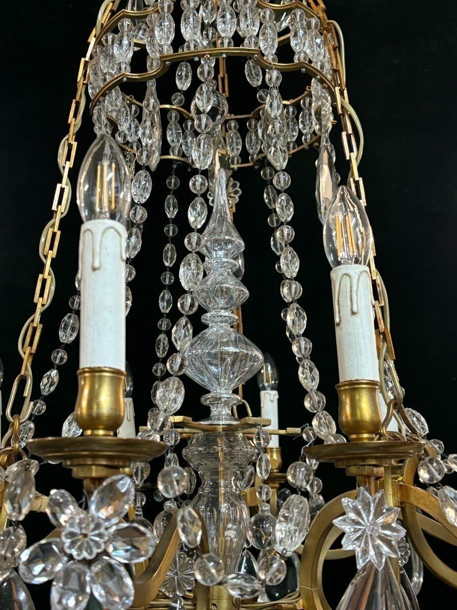 Grand Lustre En Bronze Et Cristal Fin 19ème ( 130 Cm ).-photo-6