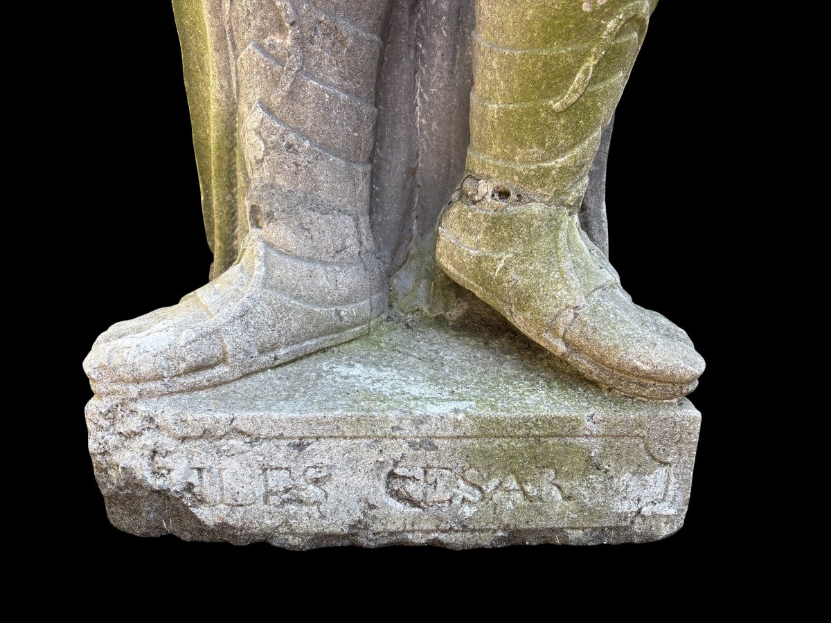 A Beautiful And Very Large "julius Caesar" Sculpture In Blue Stone, Early 19th Century. (215 Cm)-photo-2