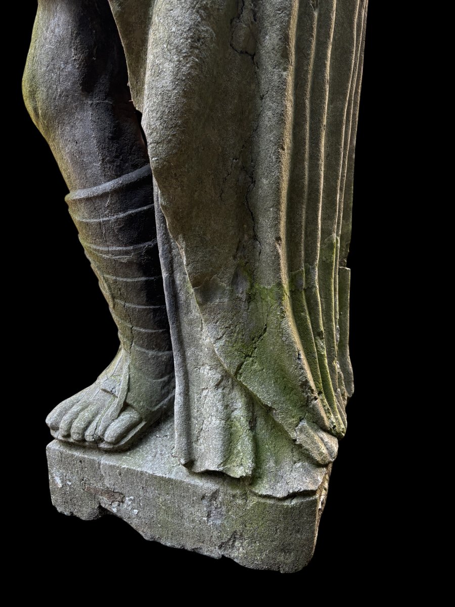 A Beautiful And Very Large "julius Caesar" Sculpture In Blue Stone, Early 19th Century. (215 Cm)-photo-4