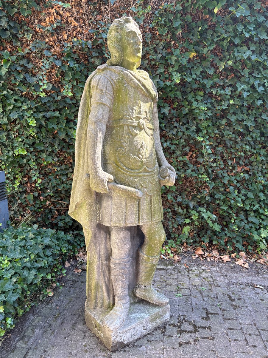A Beautiful And Very Large "julius Caesar" Sculpture In Blue Stone, Early 19th Century. (215 Cm)-photo-5