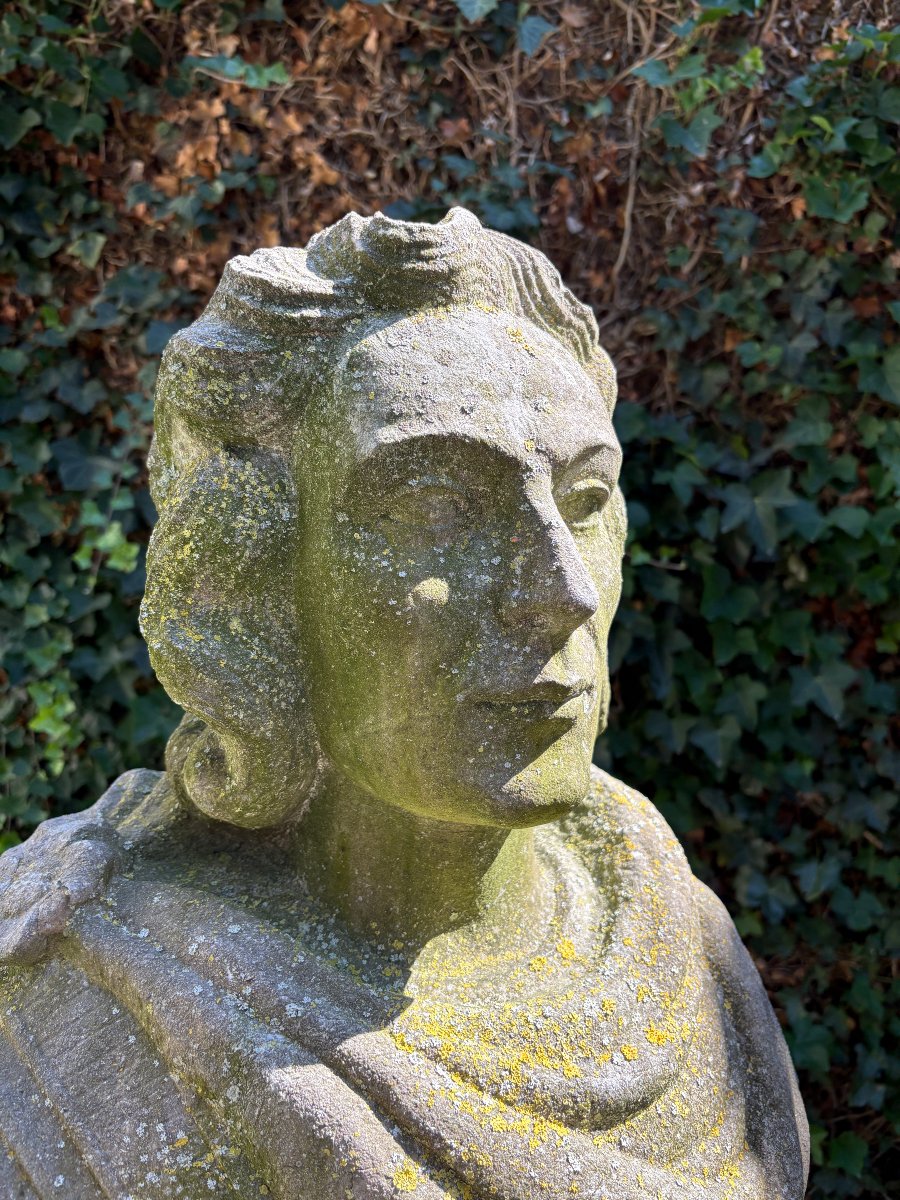 A Beautiful And Very Large "julius Caesar" Sculpture In Blue Stone, Early 19th Century. (215 Cm)-photo-6