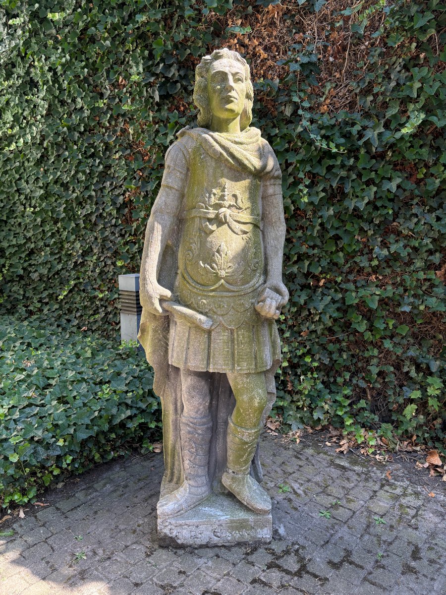 A Beautiful And Very Large "julius Caesar" Sculpture In Blue Stone, Early 19th Century. (215 Cm)