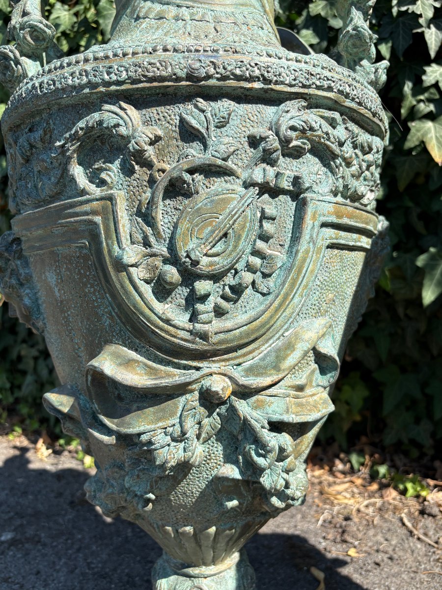A Pair Of Large 19th-century Bronze Castle Vases.-photo-3