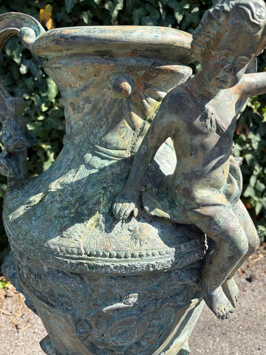 A Pair Of Large 19th-century Bronze Castle Vases.-photo-6