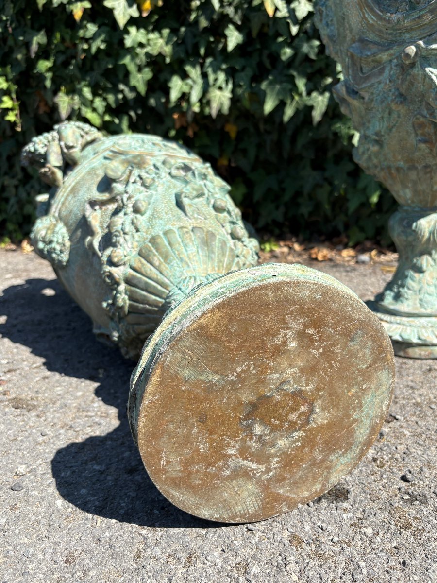 A Pair Of Large 19th-century Bronze Castle Vases.-photo-7