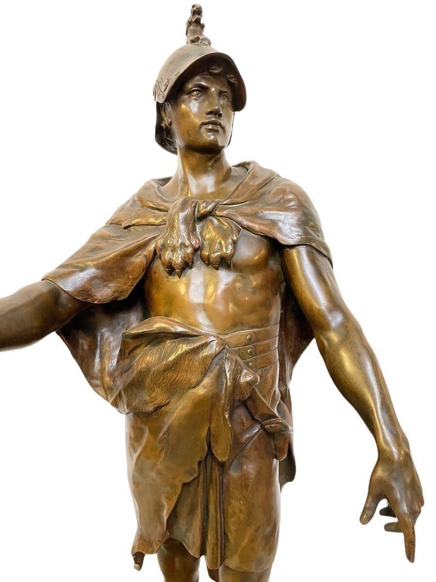 Large Bronze Sculpture "le Devoir" (honor Patria) By E. Picault, 19th Century (78 Cm).-photo-2