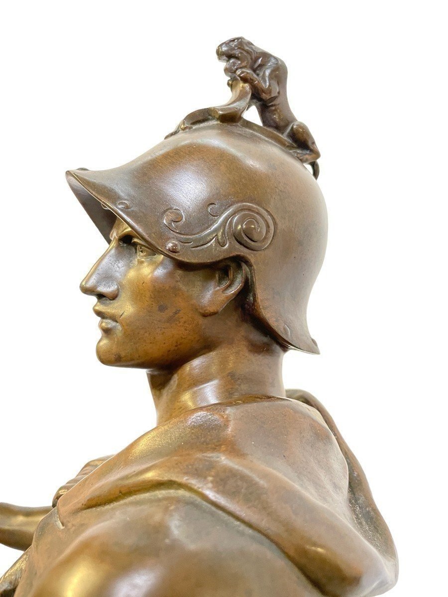 Large Bronze Sculpture "le Devoir" (honor Patria) By E. Picault, 19th Century (78 Cm).-photo-3
