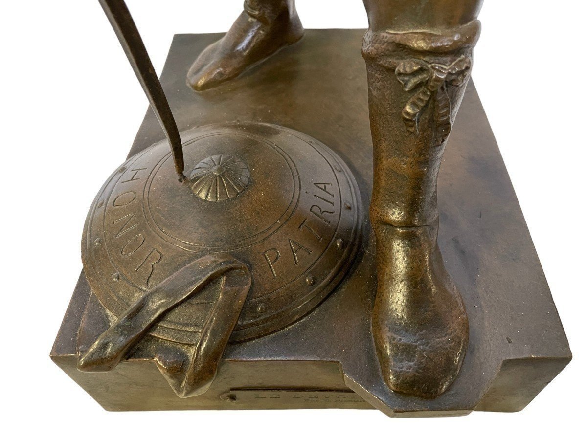 Large Bronze Sculpture "le Devoir" (honor Patria) By E. Picault, 19th Century (78 Cm).-photo-6