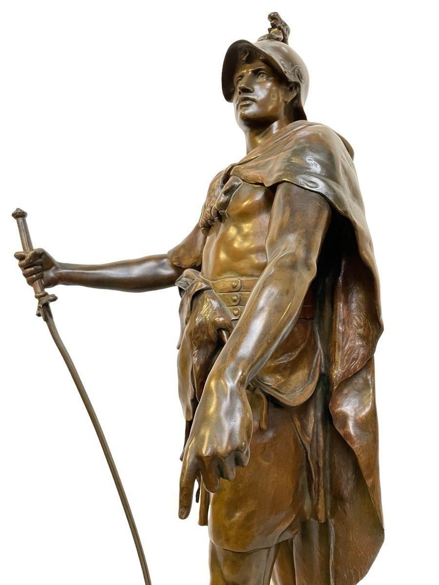 Large Bronze Sculpture "le Devoir" (honor Patria) By E. Picault, 19th Century (78 Cm).