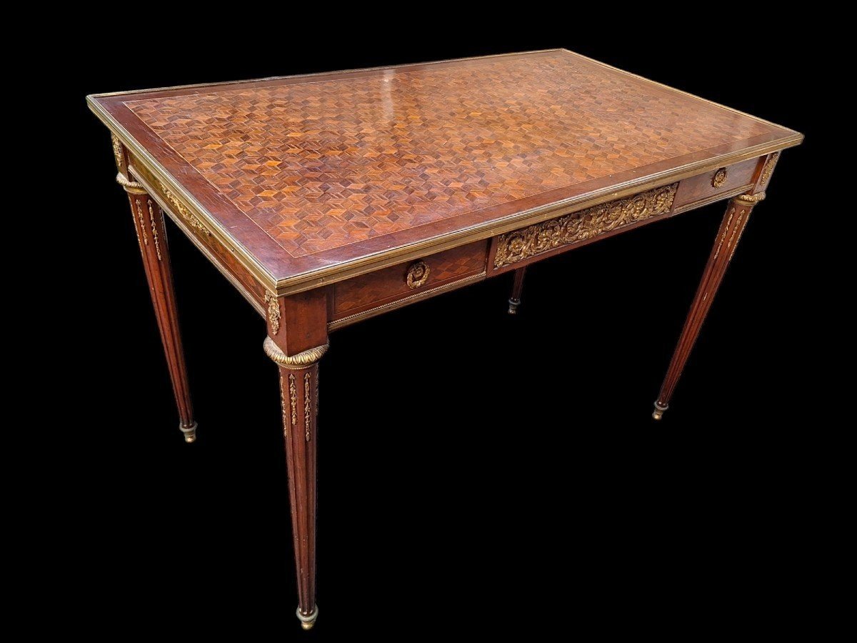 A Beautiful Louis XVI-style Coffee Table/desk, Modeled After A Design By Jean-henri Riesener.