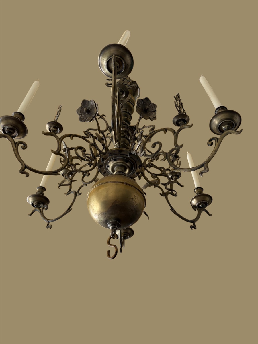 Chandelier en bronze pour six bougies style gothique -photo-2