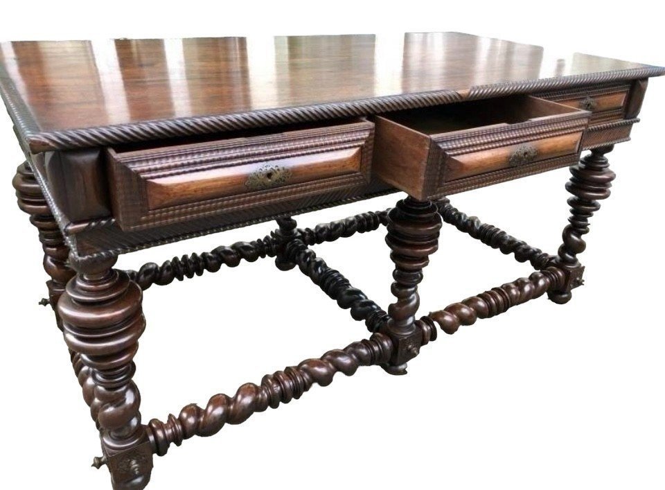 Grande Table Centrale Portugaise à 6 Pieds Début 18ème.-photo-1
