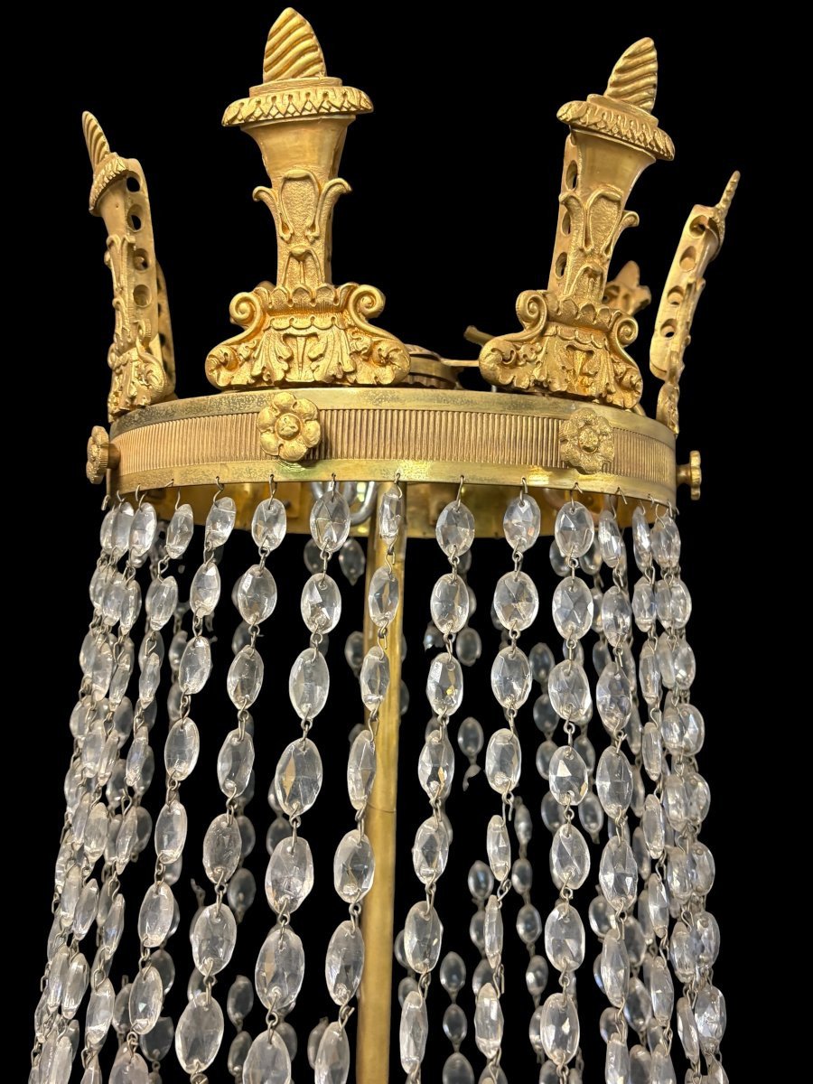 Very Large (148 Cm) "pearl Bag" Chandelier In The Empire Style, Circa 1900-photo-5