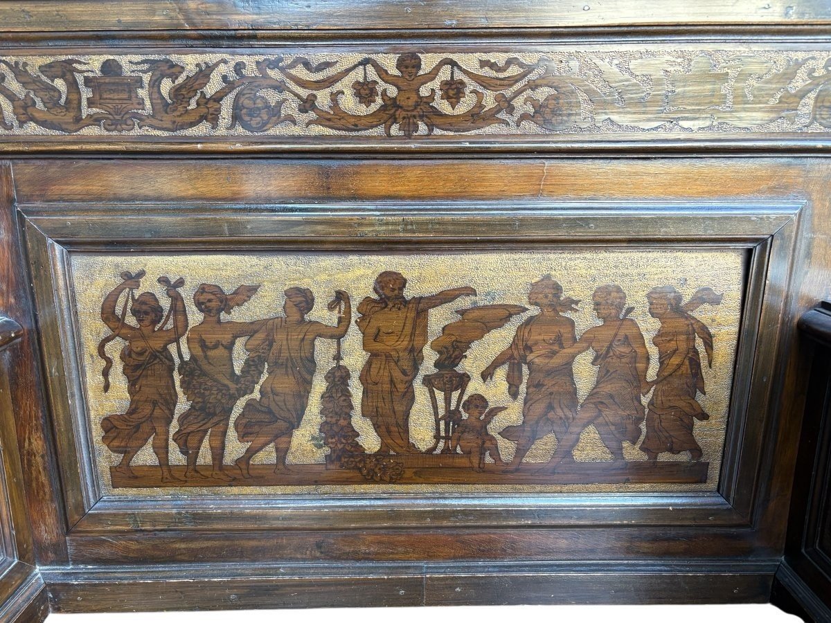Banc d'entrée italien en noyer du XIXe siècle-photo-4