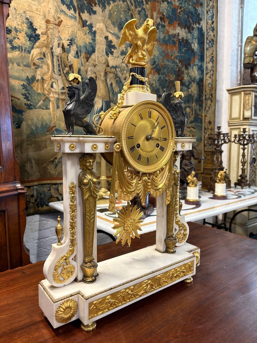 Grande pendule portique ( 64,5 cm ) de style Empire, XIXe siècle-photo-2