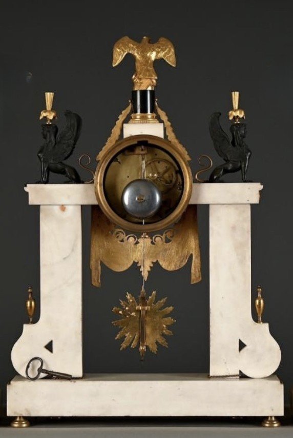 Grande pendule portique ( 64,5 cm ) de style Empire, XIXe siècle-photo-7