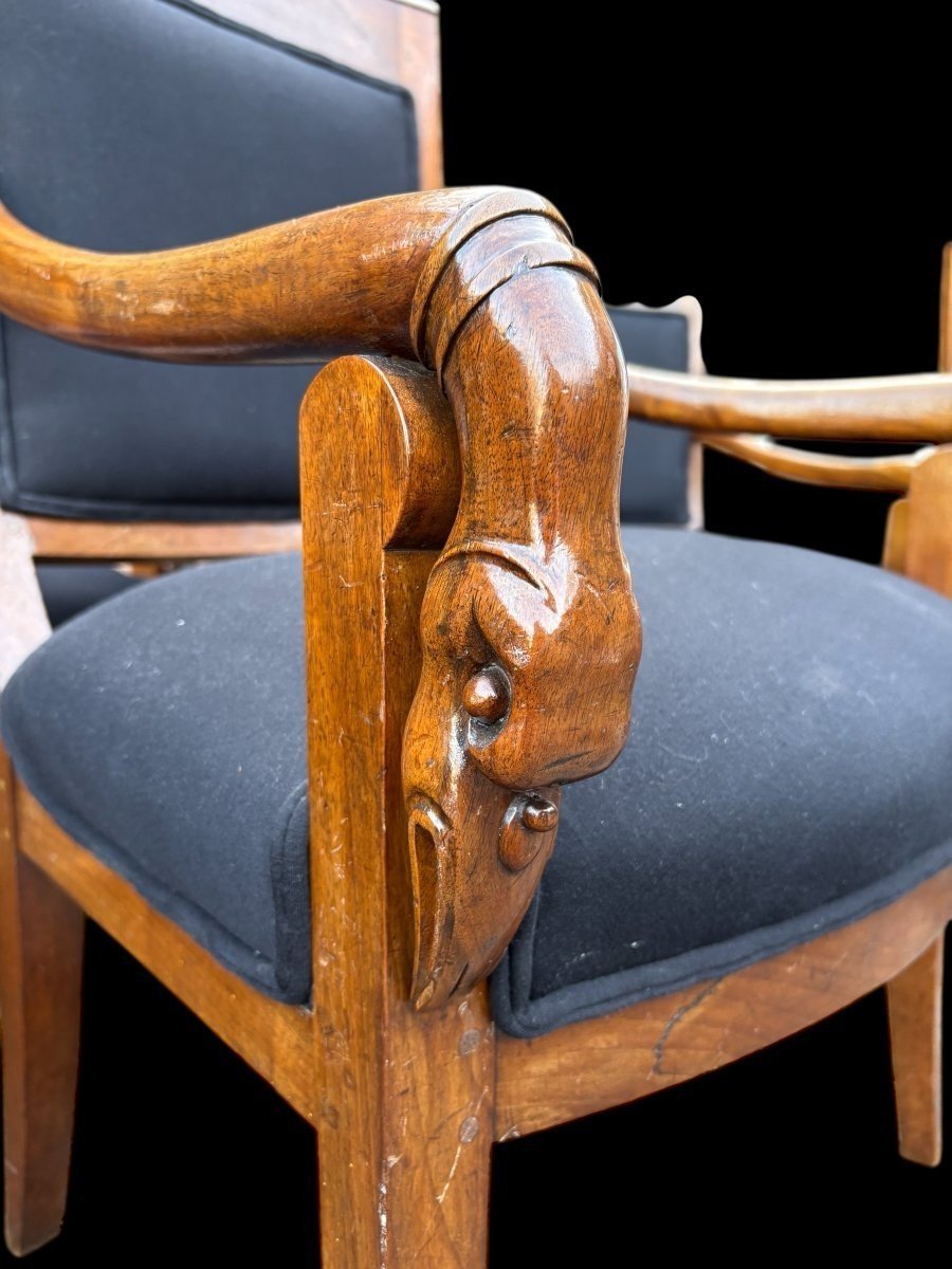 Set Of 6 Charles X Armchairs, 19th Century.-photo-3
