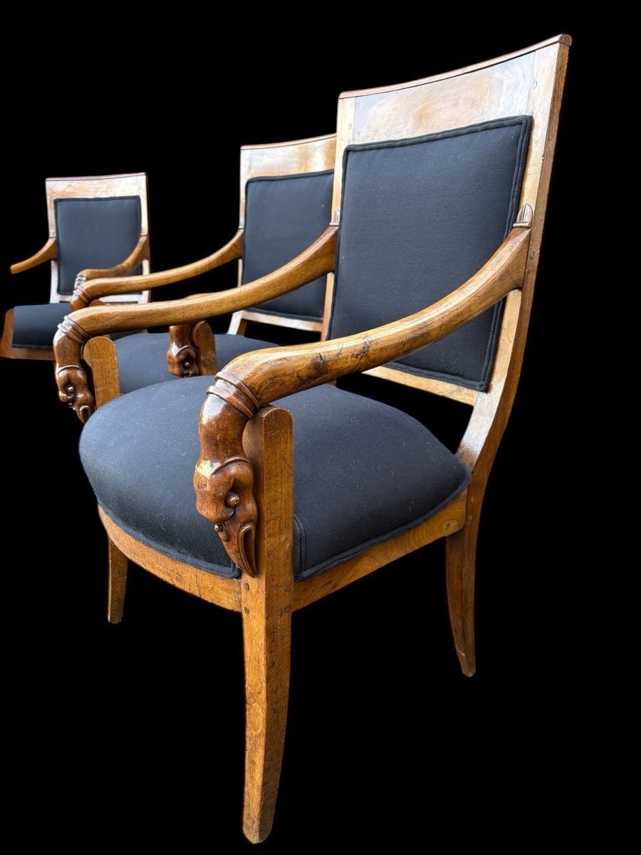 Set Of 6 Charles X Armchairs, 19th Century.-photo-5