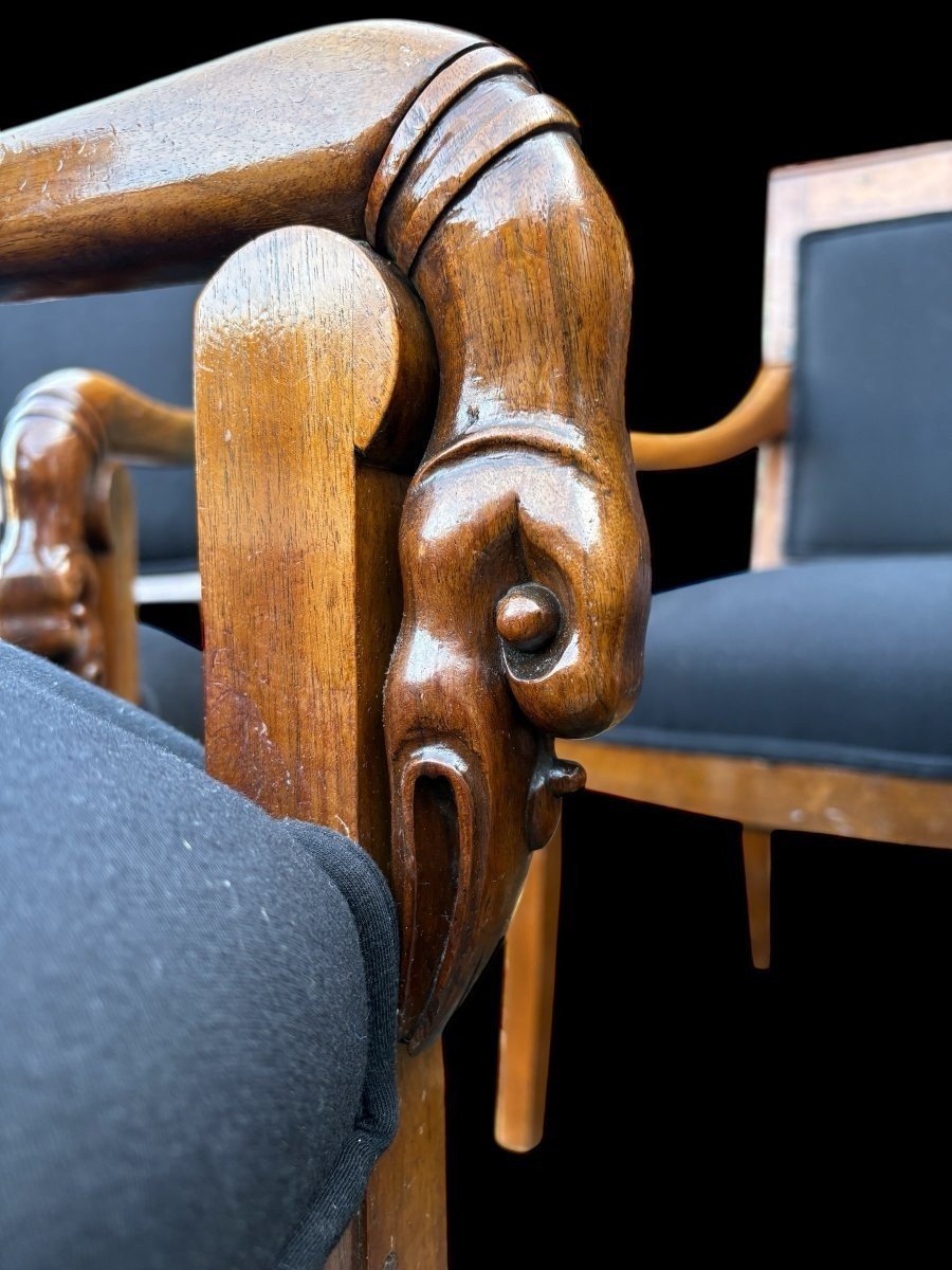 Set Of 6 Charles X Armchairs, 19th Century.-photo-6