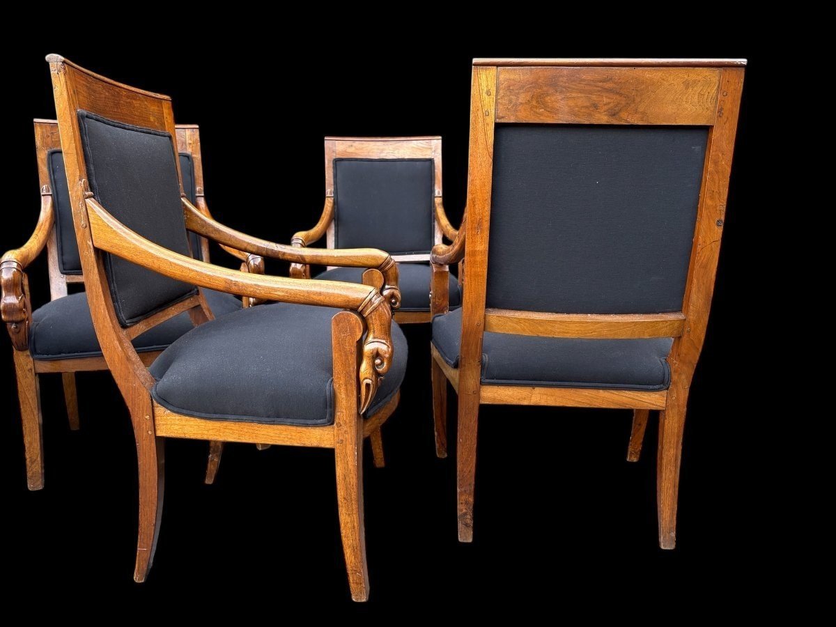 Set Of 6 Charles X Armchairs, 19th Century.-photo-7