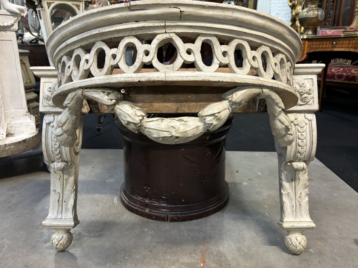 Beautiful 18th-century Louis XVI-style Wall Console In Painted Wood.-photo-2