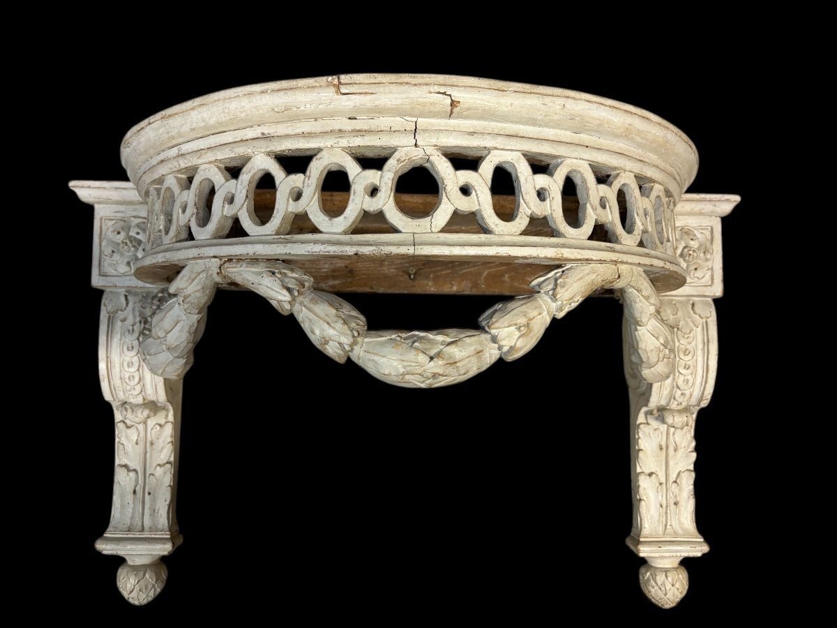 Beautiful 18th-century Louis XVI-style Wall Console In Painted Wood.