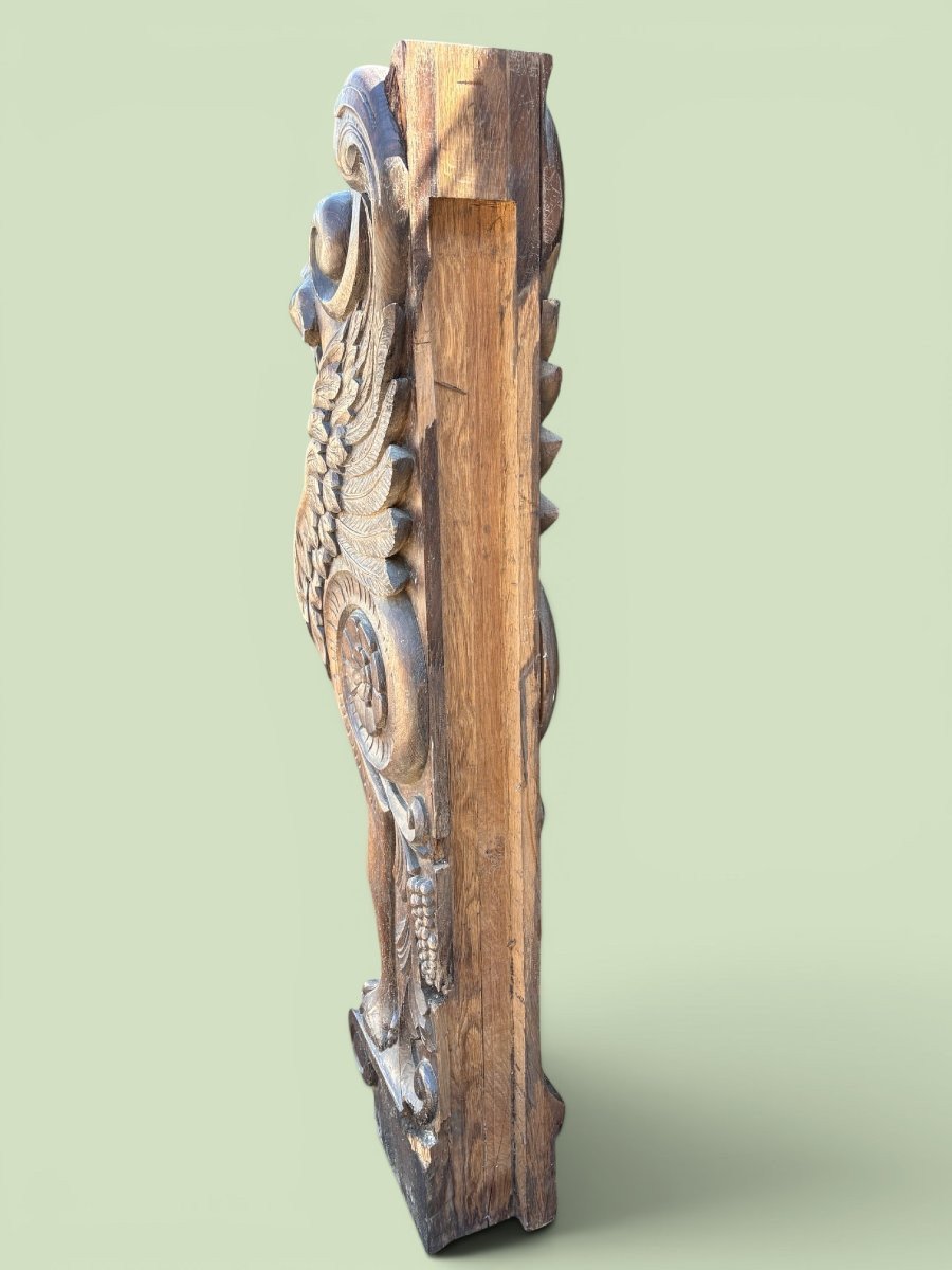 Grande sculpture ( 127 cm ) en chêne « panthère ailée » de style Empire, fin 19ème.-photo-7