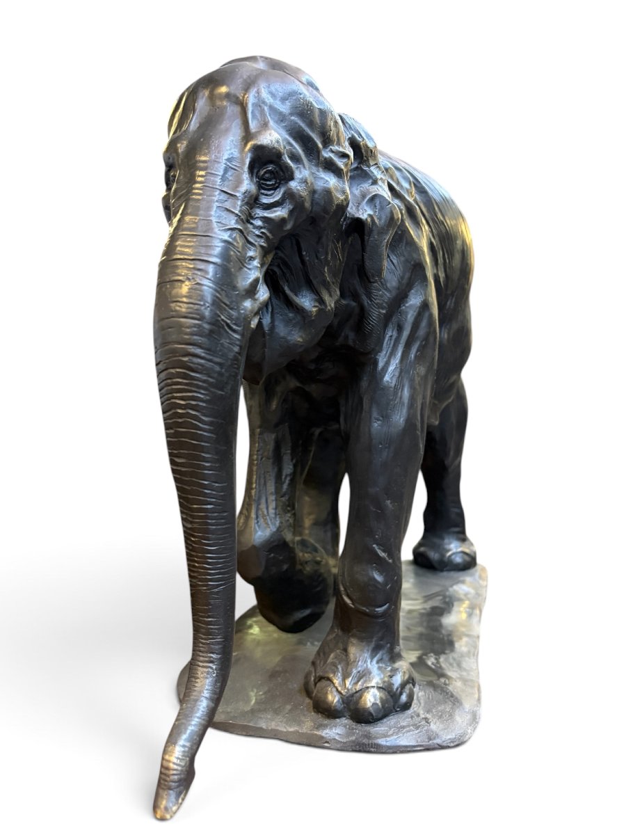 Large  Bronze Elephant (64 Cm), 20th-century.-photo-4