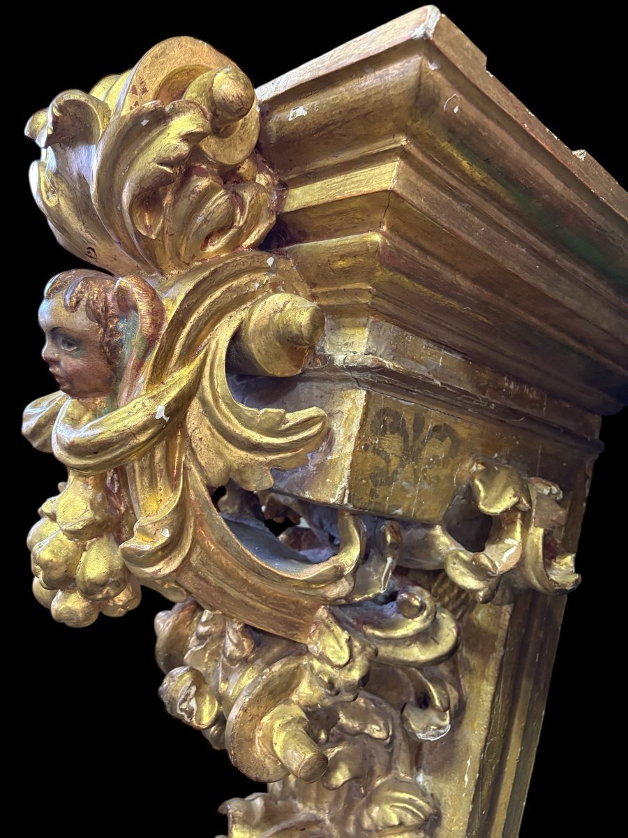 Paire de consoles baroques italiennes du 17ème siècle.-photo-4