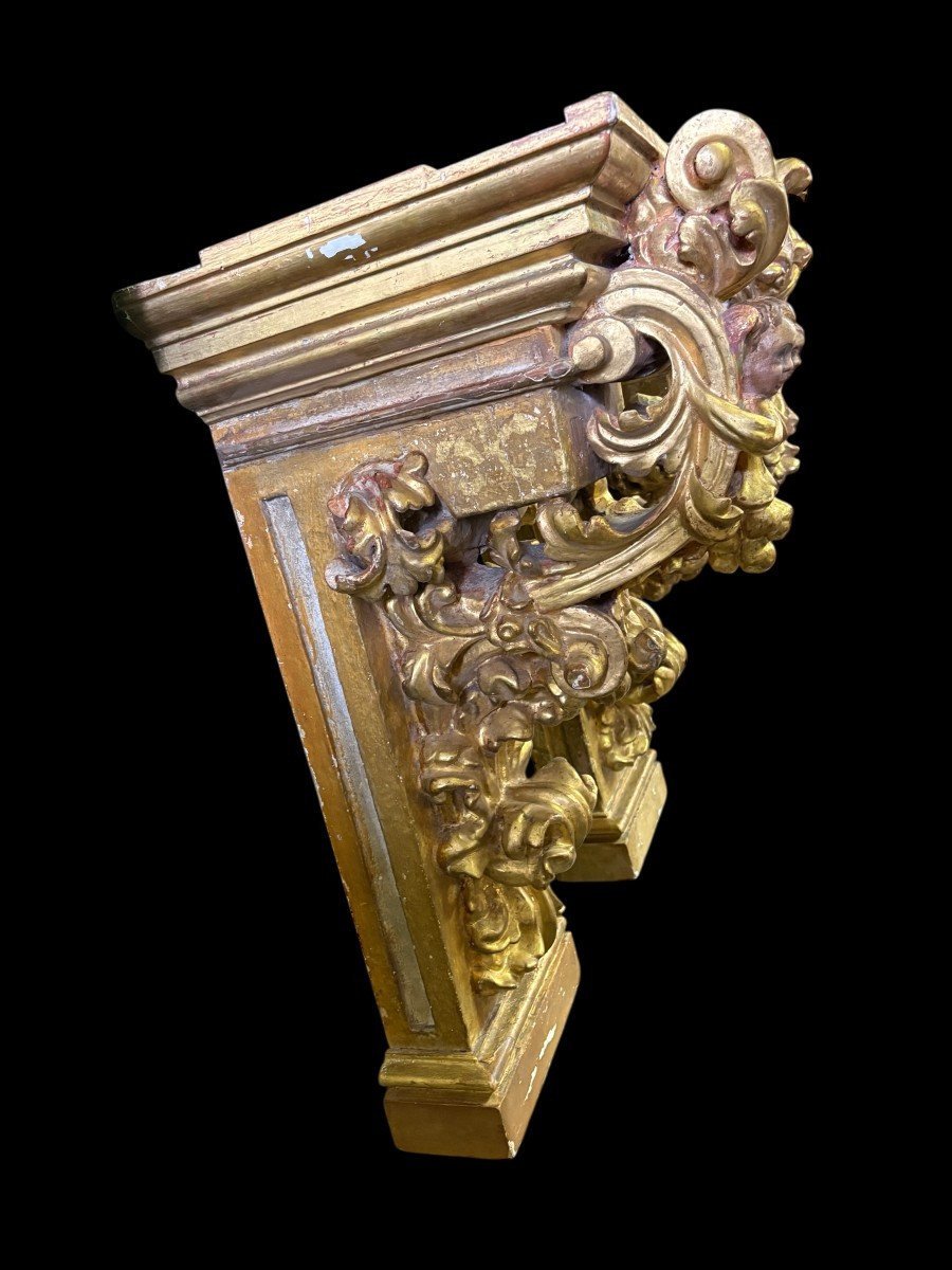 Paire de consoles baroques italiennes du 17ème siècle.-photo-6