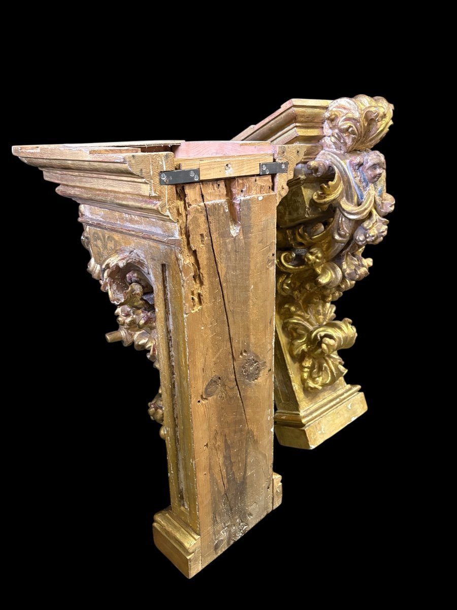 Paire de consoles baroques italiennes du 17ème siècle.-photo-7
