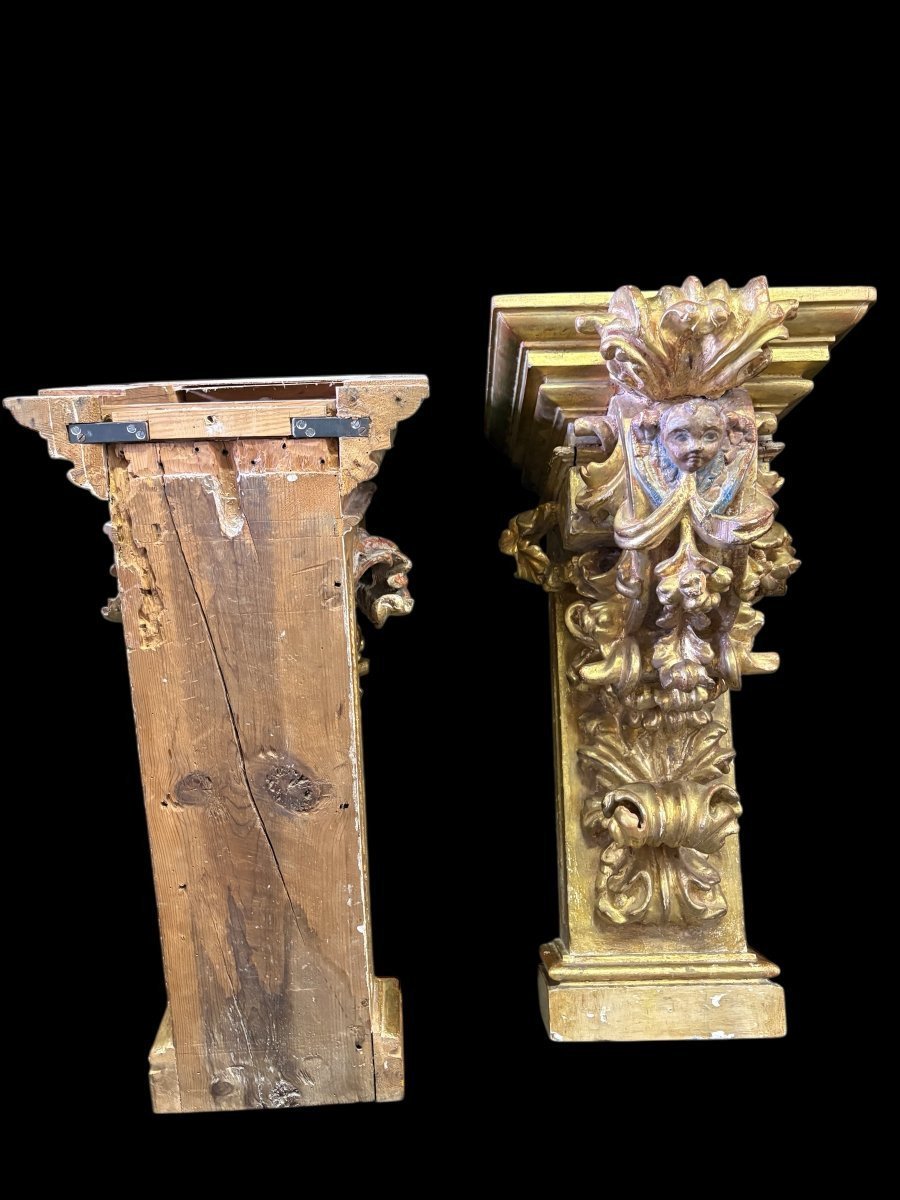 Paire de consoles baroques italiennes du 17ème siècle.-photo-8