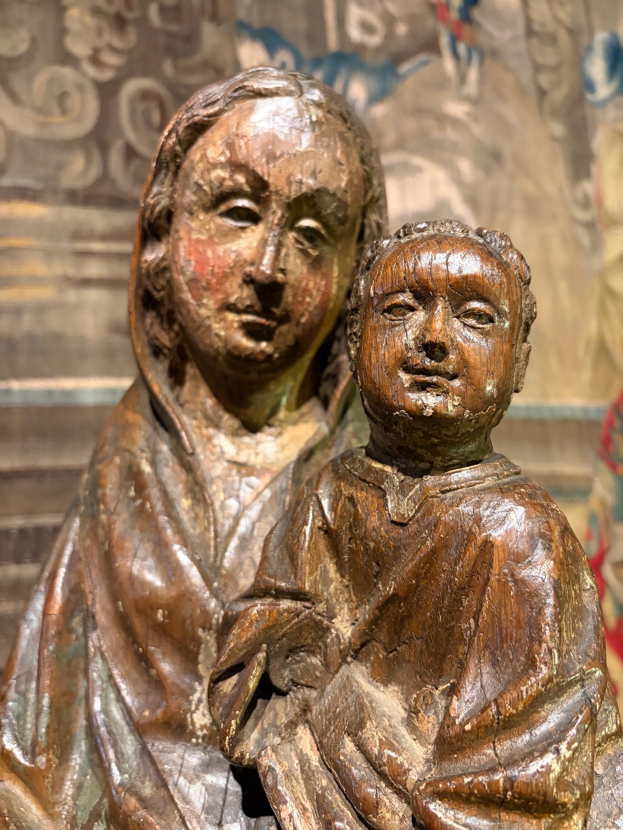 "the Virgin And Child," In Polychrome Oak, 16th Century -photo-2