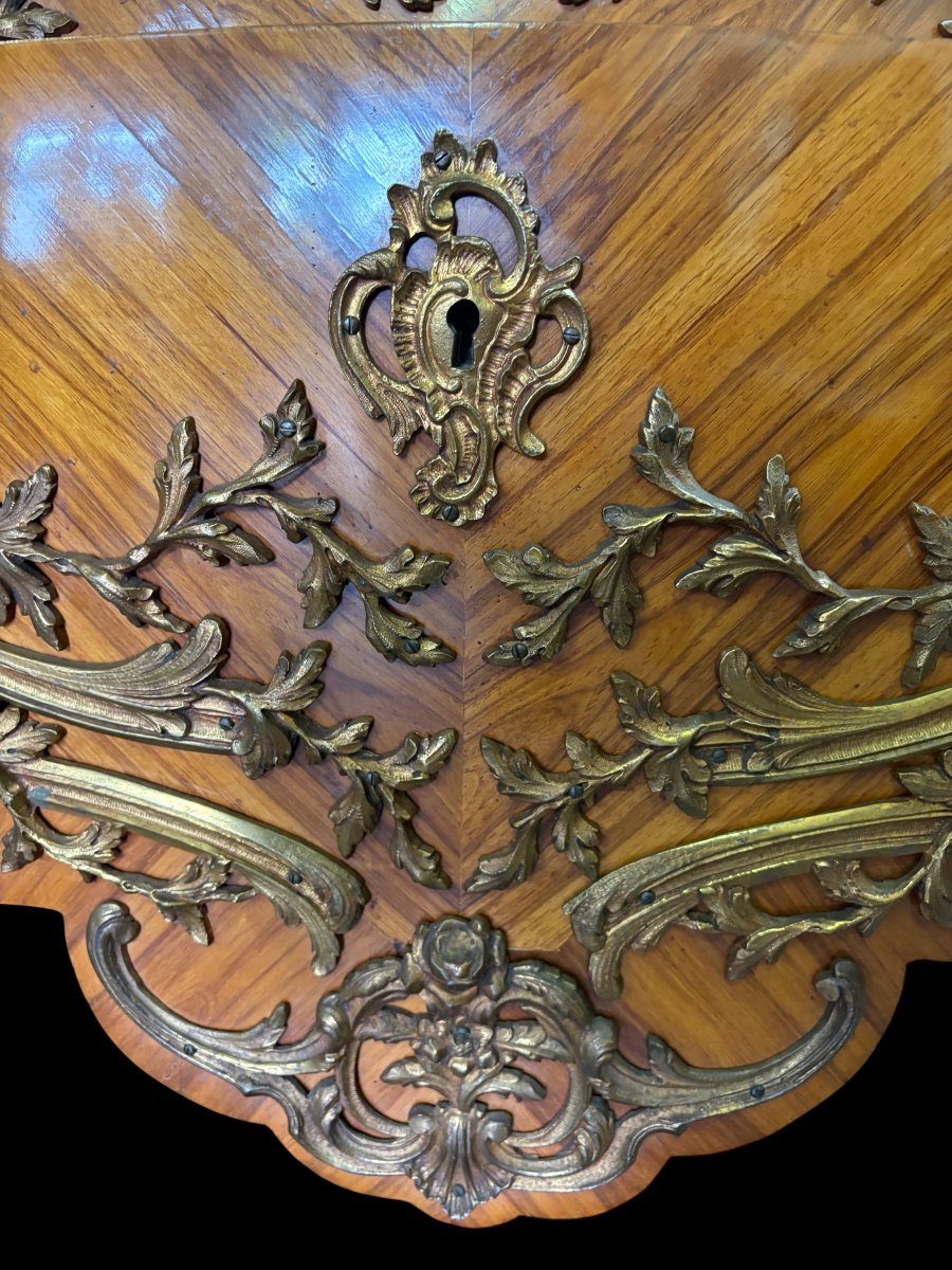 Elegant Curved Chest Of Drawers With Bronze Hardware, 1920.-photo-4