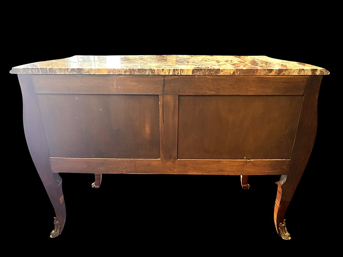 Elegant Curved Chest Of Drawers With Bronze Hardware, 1920.-photo-7