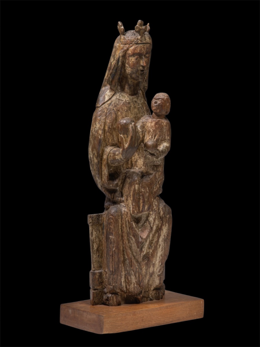 A 14th-century Wooden Sculpture Depicting The “sedes Sapientiae.”-photo-3