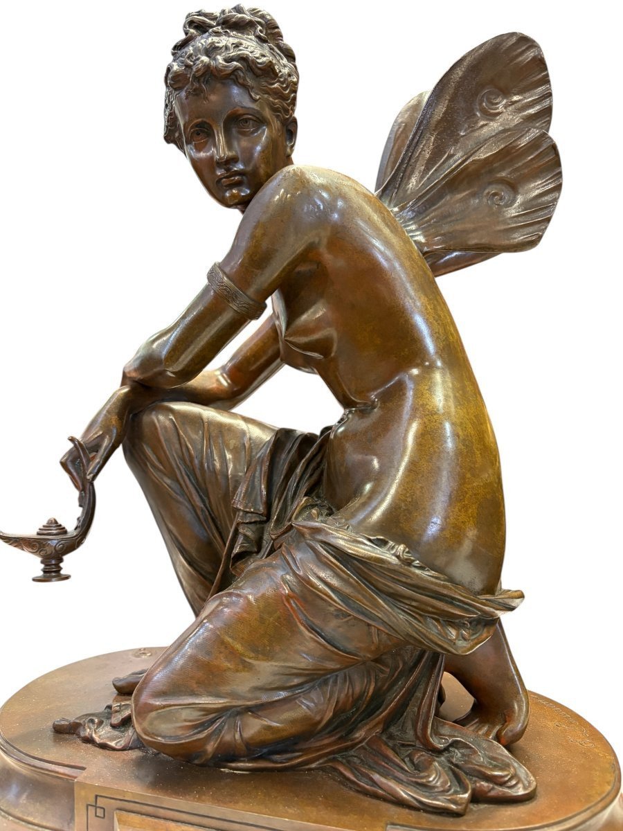 Beautiful Bronze Sculpture Titled “nymph,” By E. Laurent, 19th Century.-photo-2