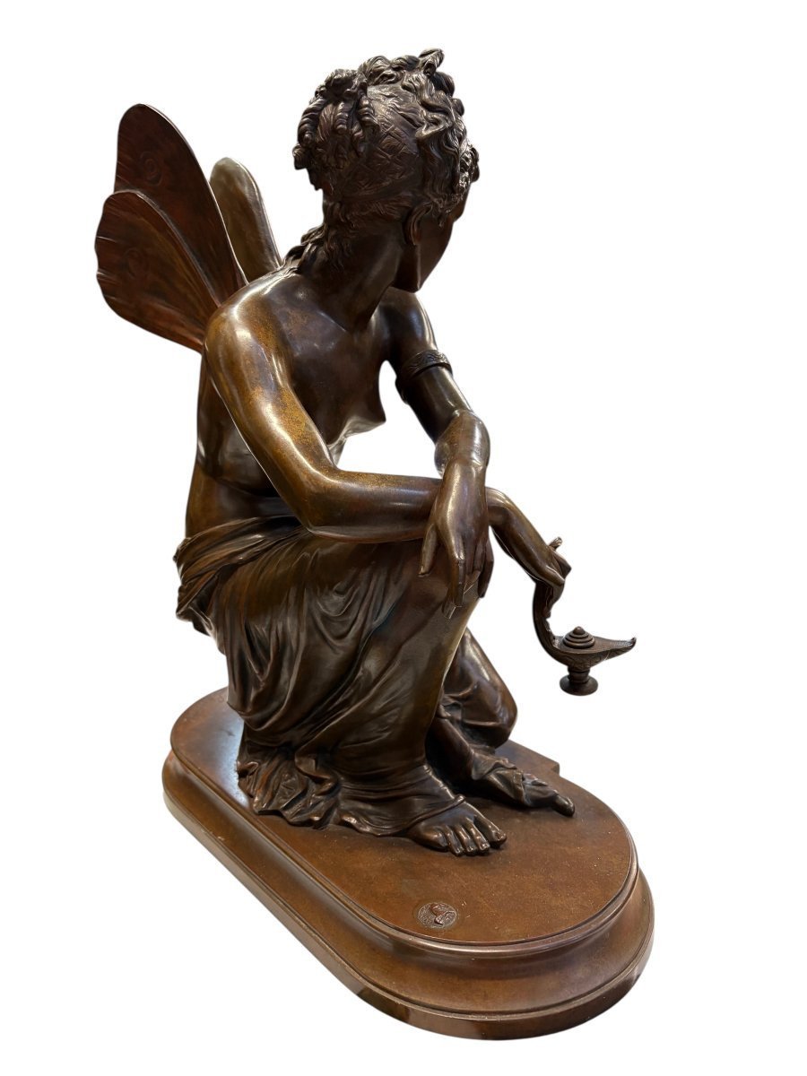 Beautiful Bronze Sculpture Titled “nymph,” By E. Laurent, 19th Century.-photo-1