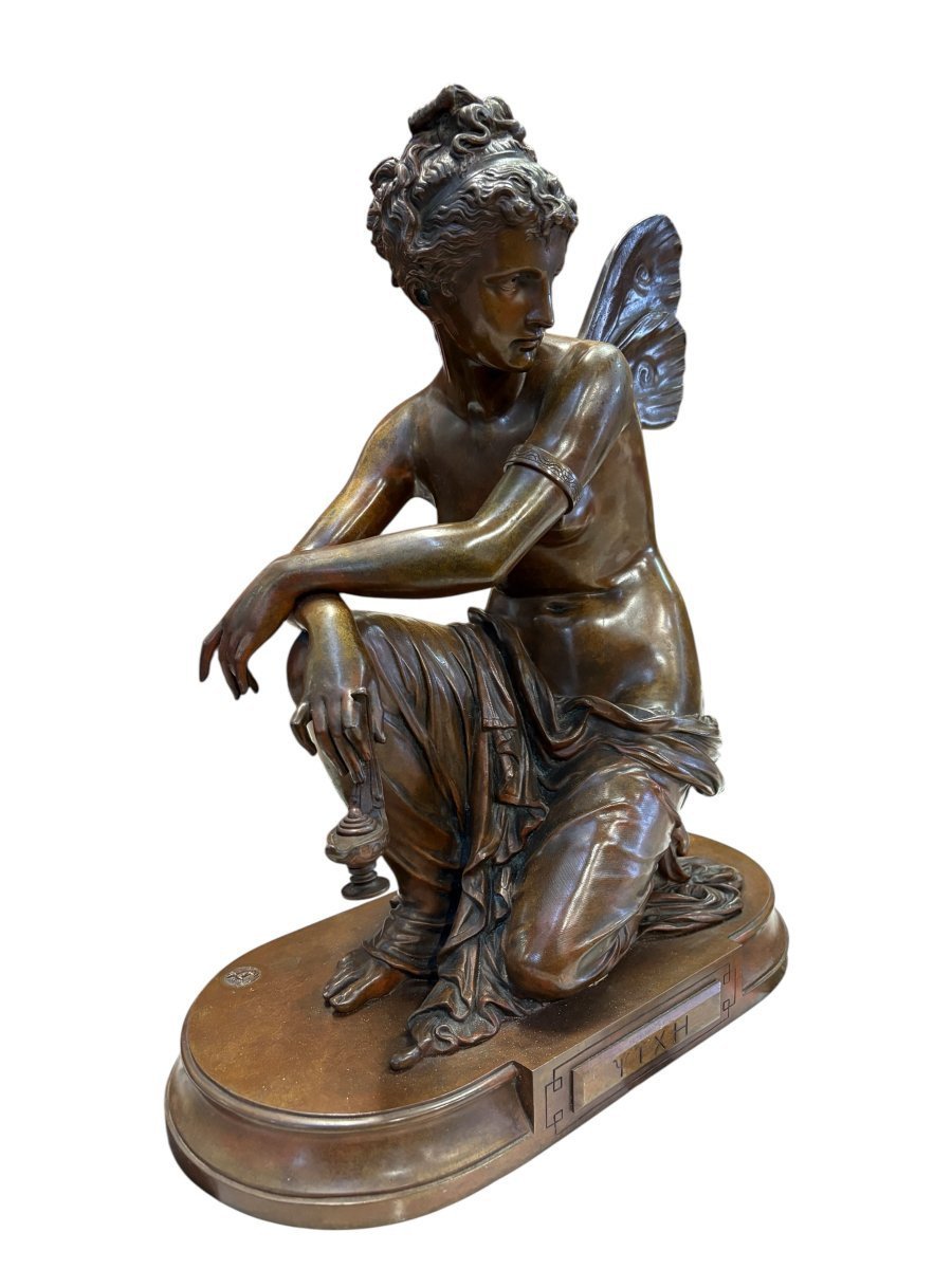 Beautiful Bronze Sculpture Titled “nymph,” By E. Laurent, 19th Century.-photo-4