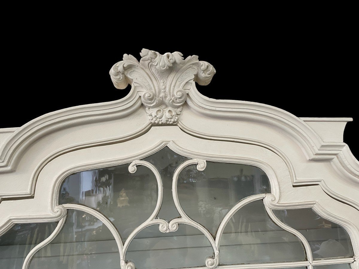 Charming, Large Louis XV Display Cabinet With A White Patina, 18th Century.-photo-1