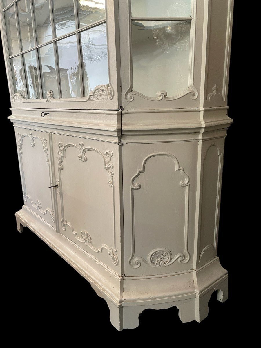Charming, Large Louis XV Display Cabinet With A White Patina, 18th Century.-photo-3