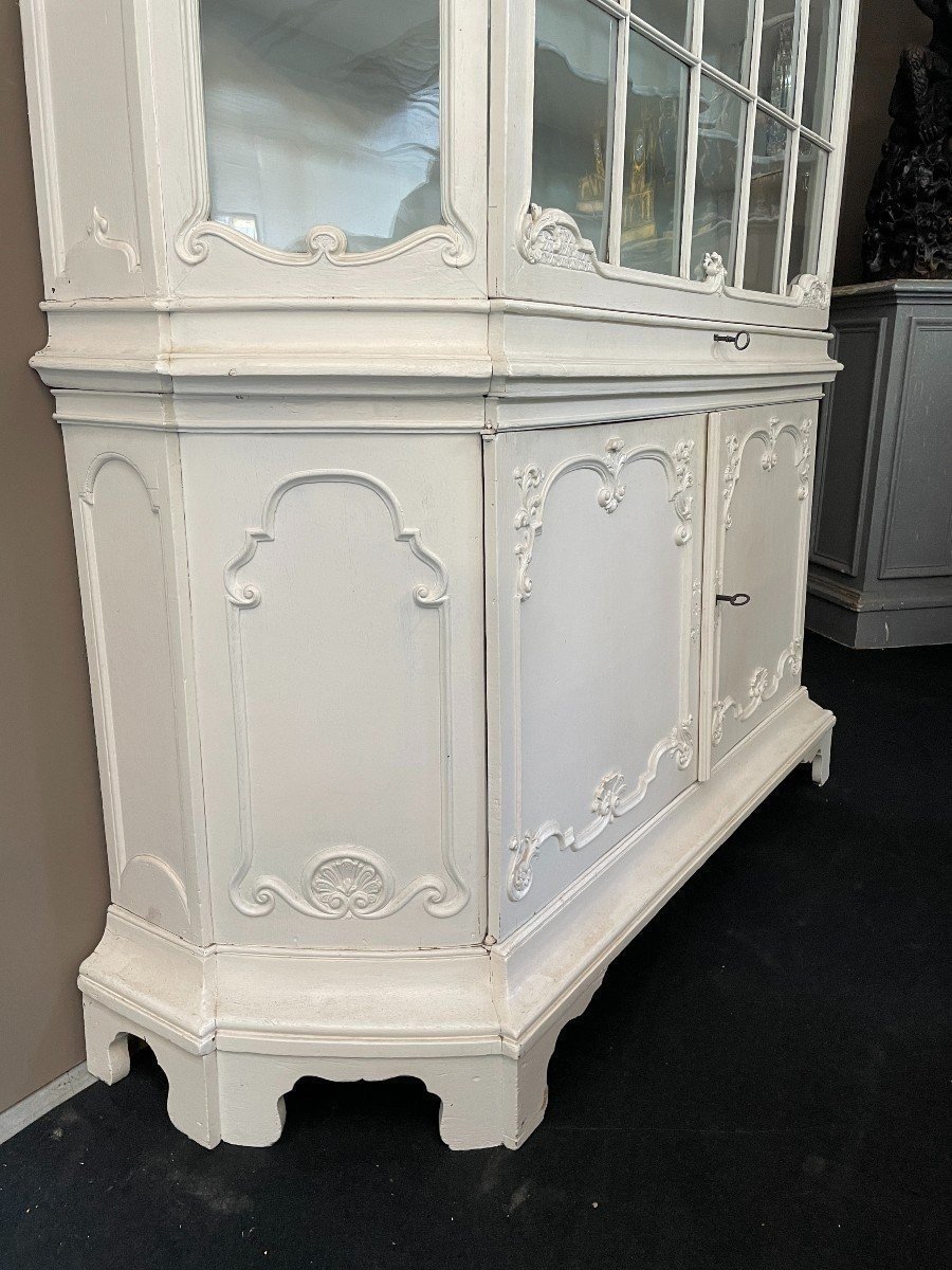 Charming, Large Louis XV Display Cabinet With A White Patina, 18th Century.-photo-5